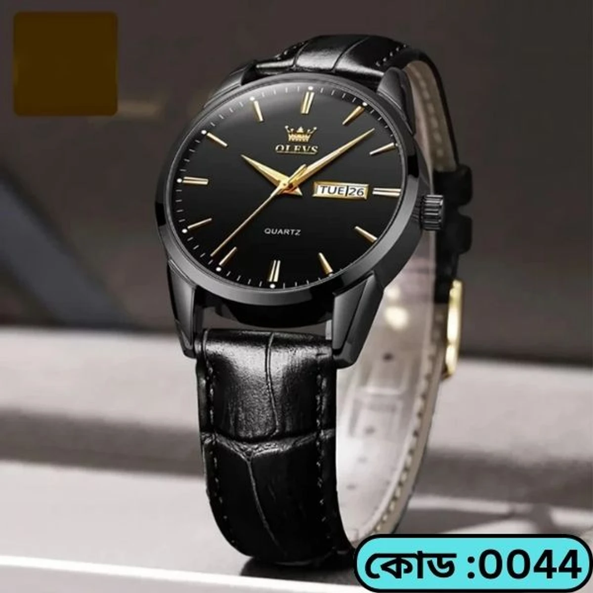 OLEVS WATCH MODEL 6898 FASHION WATCH FOR MEN FULL BLACK COLOUR WATCH FOR MEN + এক পিস ব্যাটারি ফ্রি।