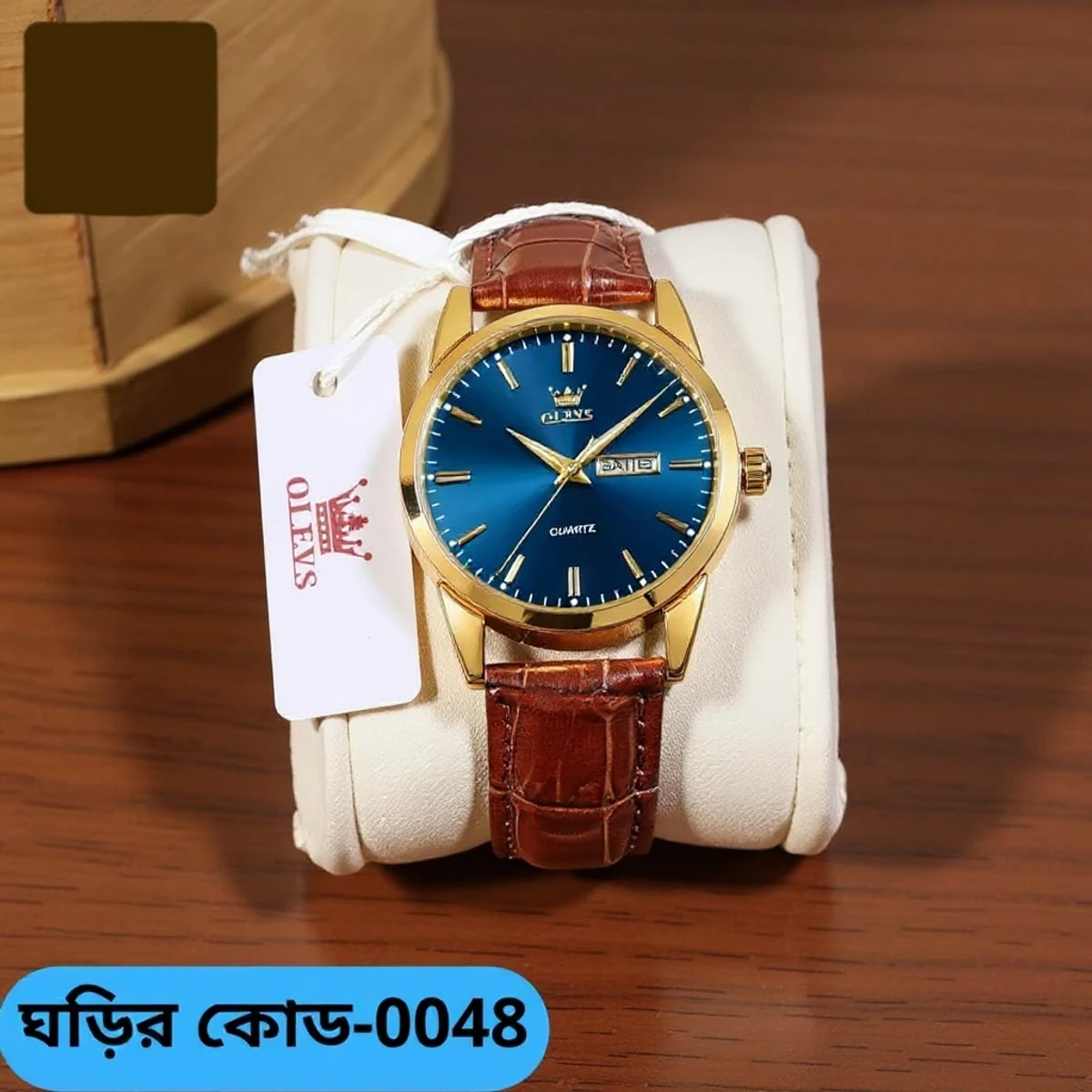 OLEVS WATCH MODEL 6898 FASHION WATCH FOR MEN BELT BROWN  DIAL BLUE COLOUR WATCH FOR MEN