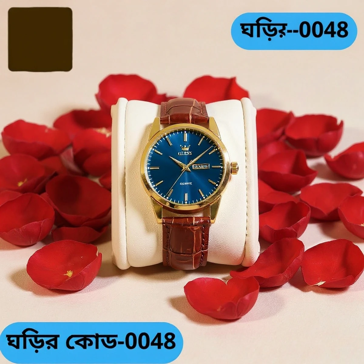 OLEVS WATCH MODEL 6898 FASHION WATCH FOR MEN BELT BROWN  DIAL BLUE COLOUR WATCH FOR MEN