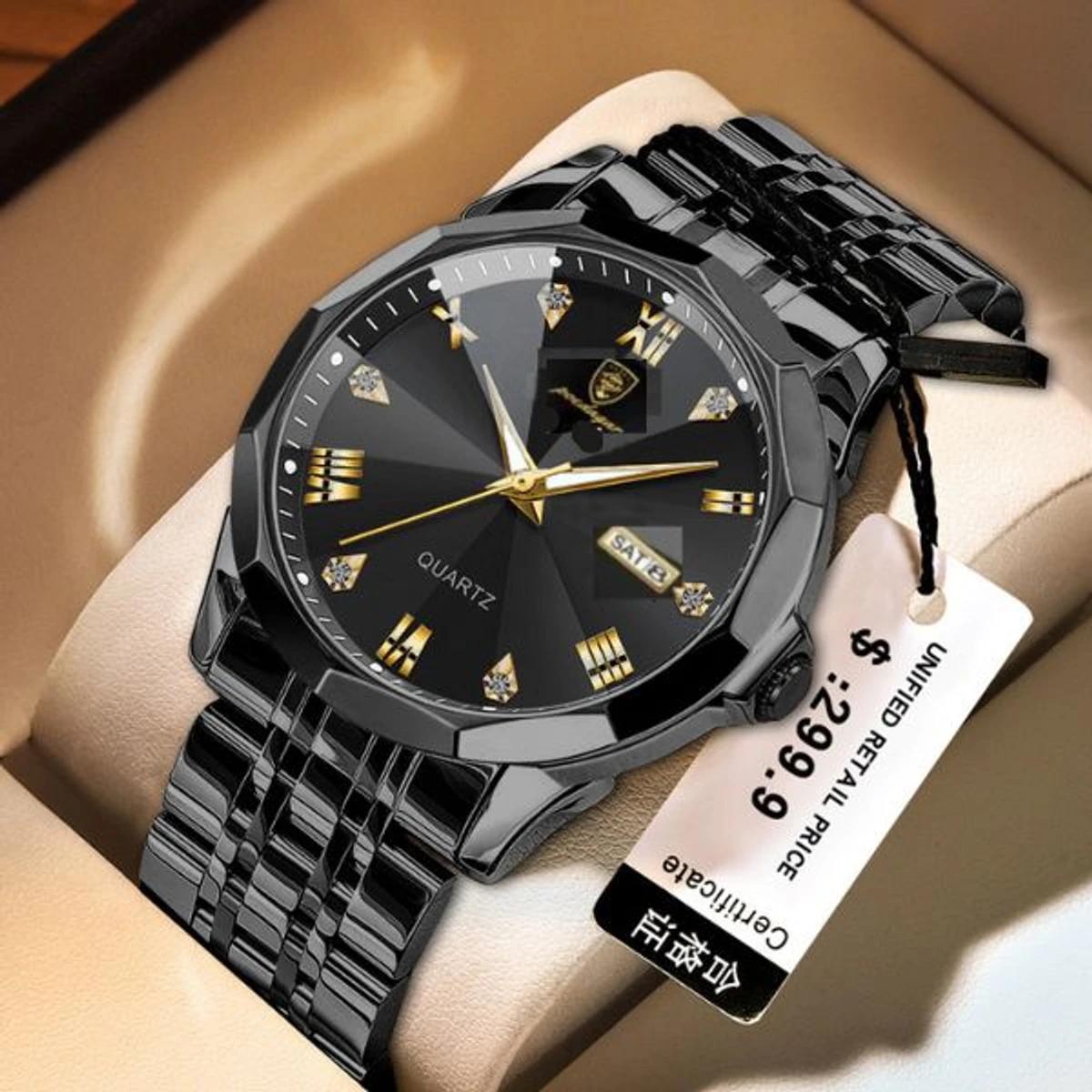 Luxury Men Watches Poydagor MODEL 810 Full Black Cooler Watch + এক পিস ব্যাটারি ফ্রি।