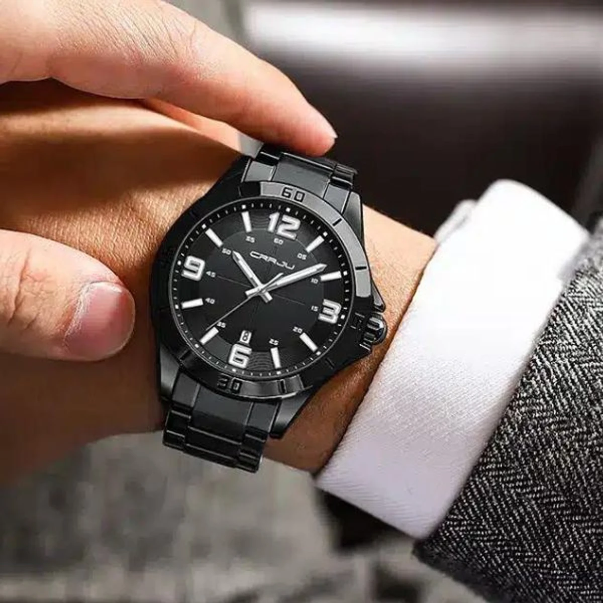 CRRJU MODEL 5003 Man’s Premium Quality Watch Full Black Cooler Man Watch date shoho + এক পিস ব্যাটারি ফ্রি।