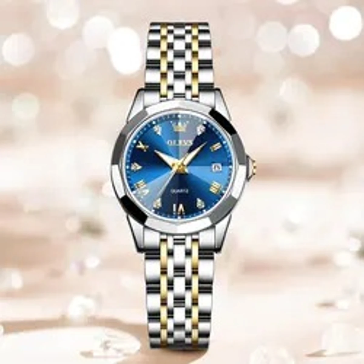 OLEVS MODEL 9931 TOTON AR DIAL BLUE WOMEN WATCH - PUSH LOCK + এক পিস ব্যাটারি ফ্রি।