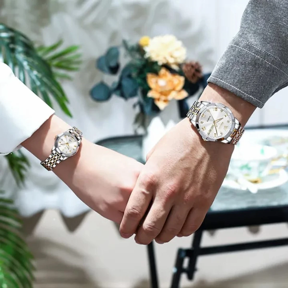 COMBO WATCH 2PS 2023 New Luxury OLEVS MODEL 9931 Watch for Men Stainless Steel Watches UNISEX TOTON AR DIAL WHITE COOLER WATCH + এক পিস ব্যাটারি ফ্রি।