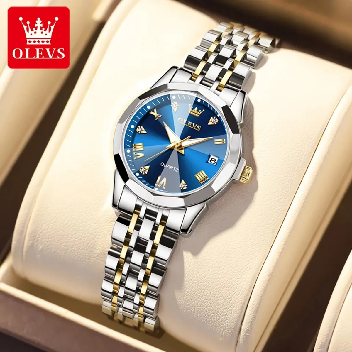 COMBO WATCH 2PS 2023 New Luxury OLEVS MODEL 9931 Watch for Men Stainless Steel Watches UNISEX TOTON AR DIAL BLUE COOLER WATCH UNISEX + এক পিস ব্যাটারি ফ্রি।