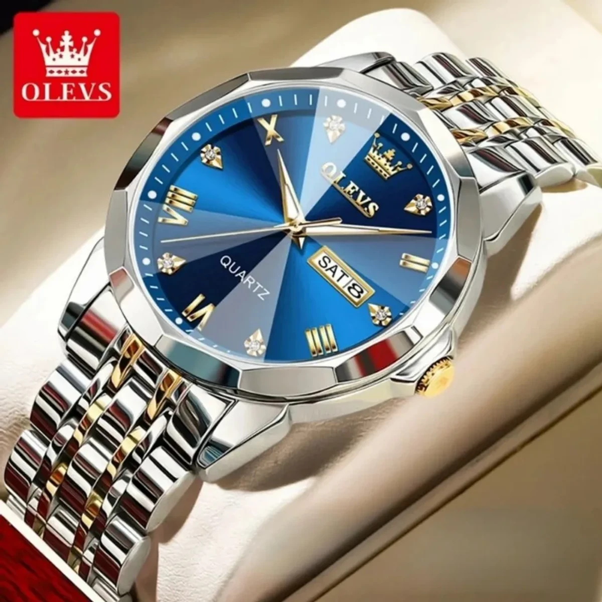 OLEVS WATCH MODEL 9931  TOTON AR DIAL BLUE - MAN WATCH - LOCK PUSH