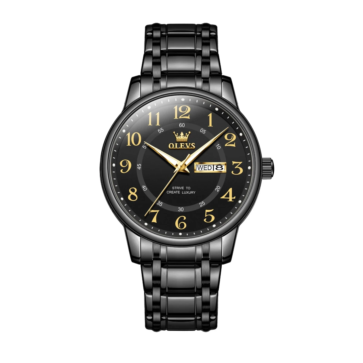 OLEVS MODEL 2891 Watch for Men Stainless Steel Watches - 2891 FULL BLACK COOLER - MAN WATCH + এক পিস ব্যাটারি ফ্রি।