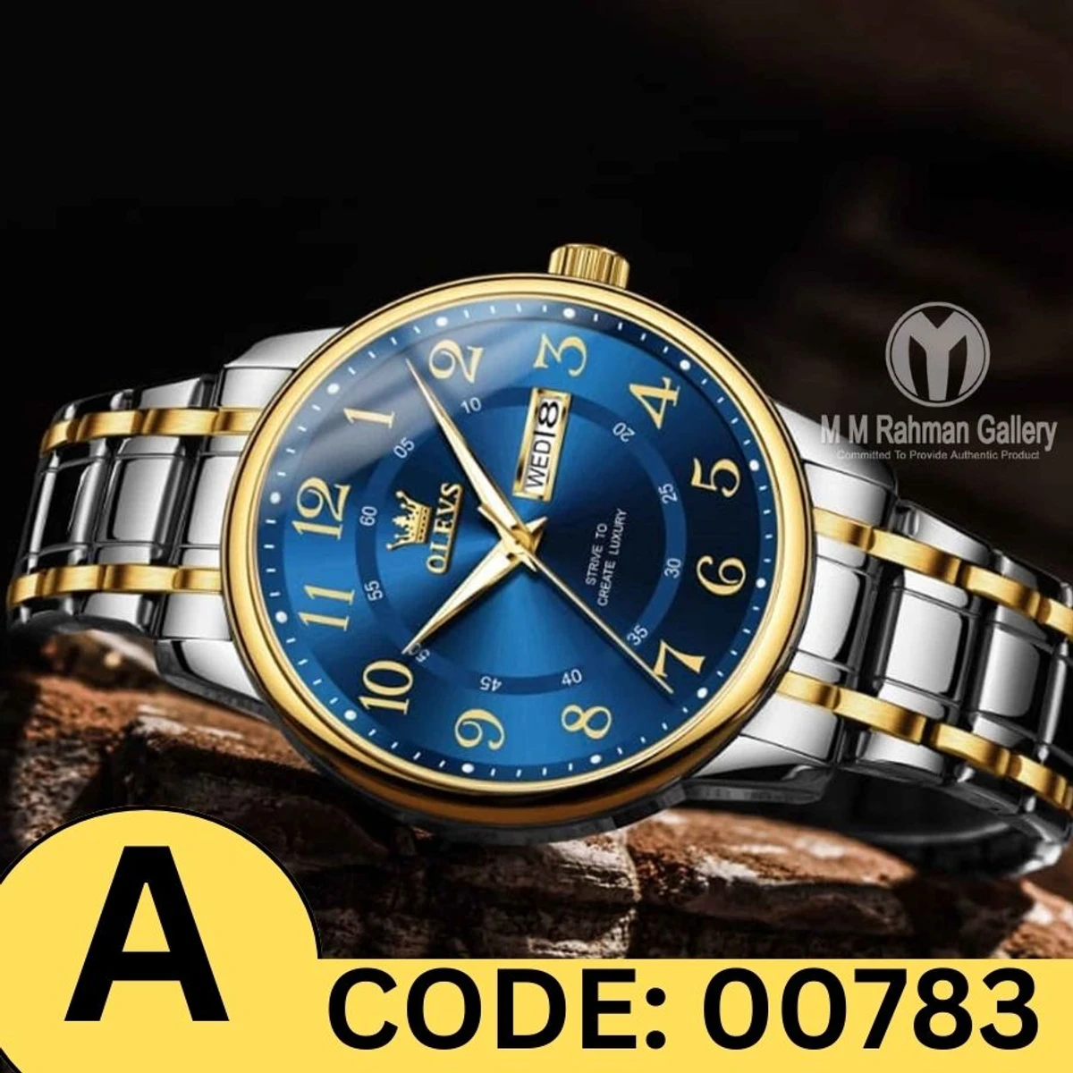 OLEVS MODEL 2891 Watch for Men Stainless Steel Watches - 2891 TOTON AR DIAL BLUE COOLER - MAN WATCH  + এক পিস ব্যাটারি ফ্রি।