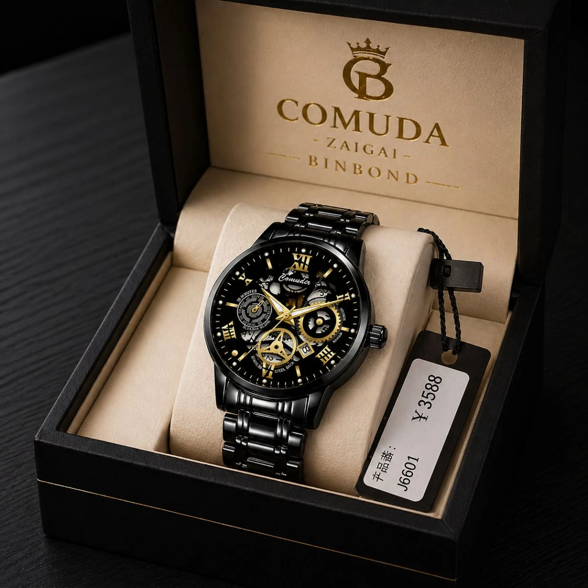 Luxury Watch Model 101 Full Black Colour Dial Black Or Golden  Watch For Man + এক পিস ব্যাটারি ফ্রি।