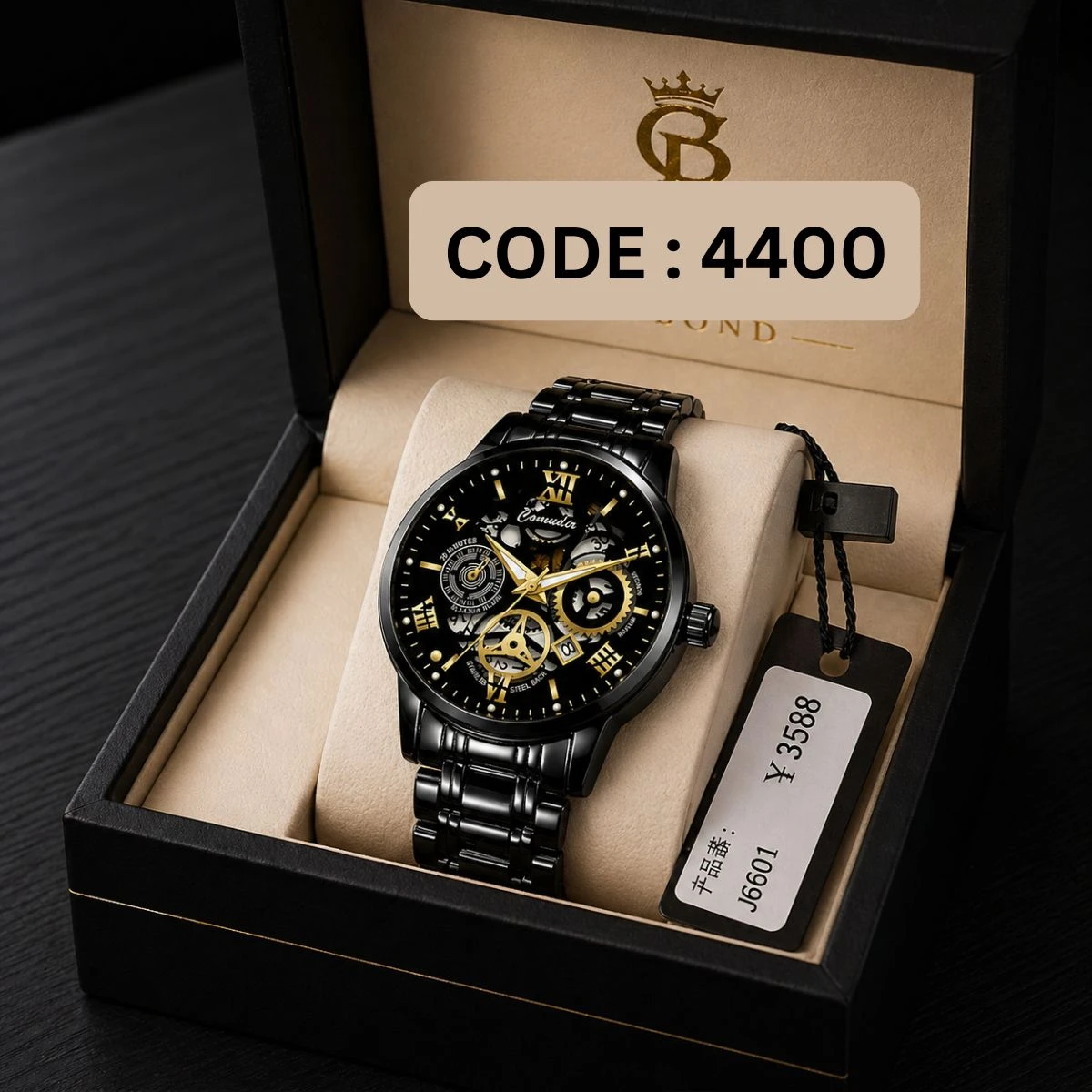 Luxury Watch Model 101 Full Black Colour Dial Black Or Golden  Watch For Man + এক পিস ব্যাটারি ফ্রি।