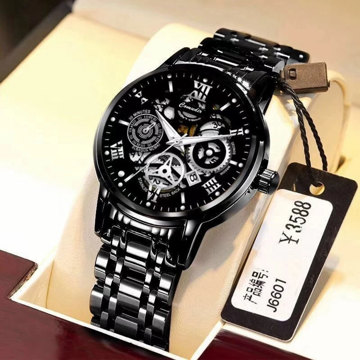 Luxury Watch Model 101 Full Black Colour Watch For Man + এক পিস ব্যাটারি ফ্রি।