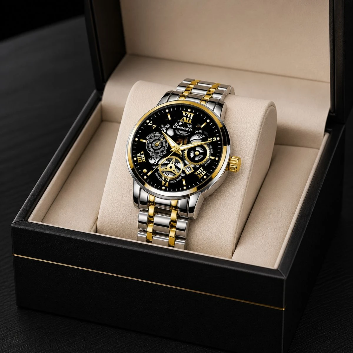 Luxury Watch Model 101 Toton Ar Dial Black Colour Watch For Man + এক পিস ব্যাটারি ফ্রি।
