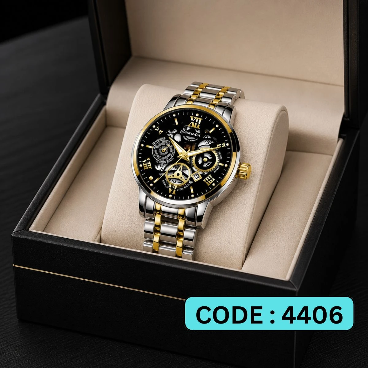 Luxury Watch Model 101 Toton Ar Dial Black Colour Watch For Man + এক পিস ব্যাটারি ফ্রি।