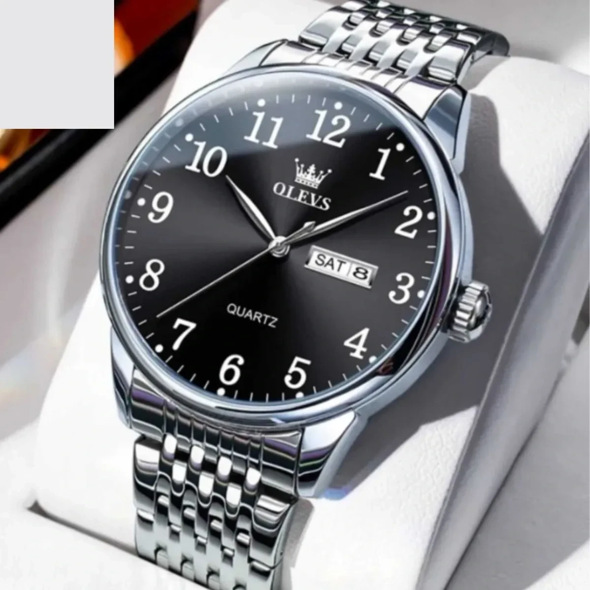 Olevs Watch Model 5535 chain Silver Dial Black Colour Watch for man