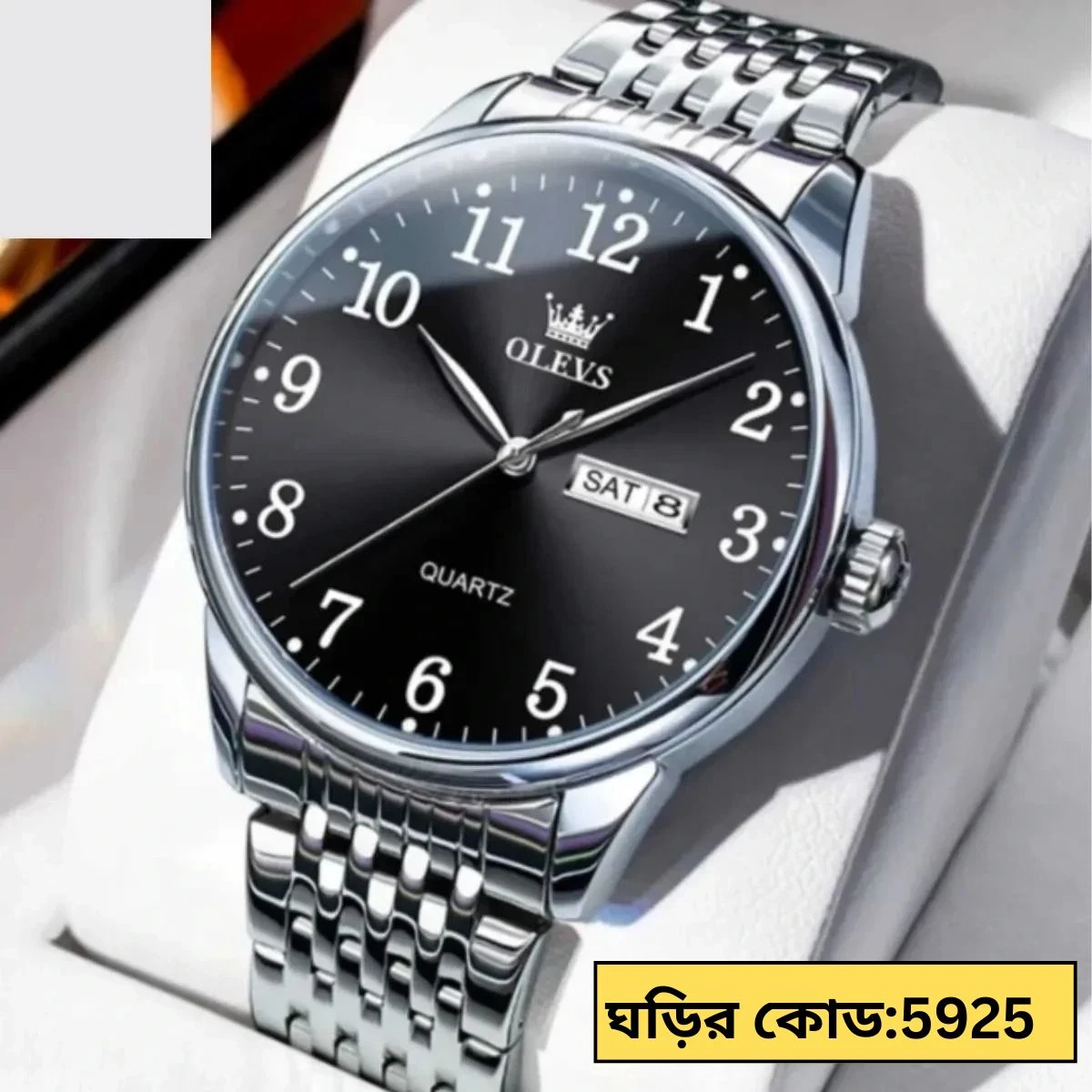Olevs Watch Model 5535 chain Silver Dial Black Colour Watch for man