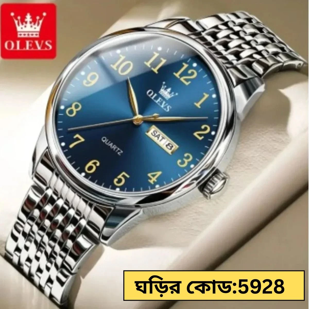 Olevs Watch Model 5535 chain Silver Dial Blue Colour Watch for man