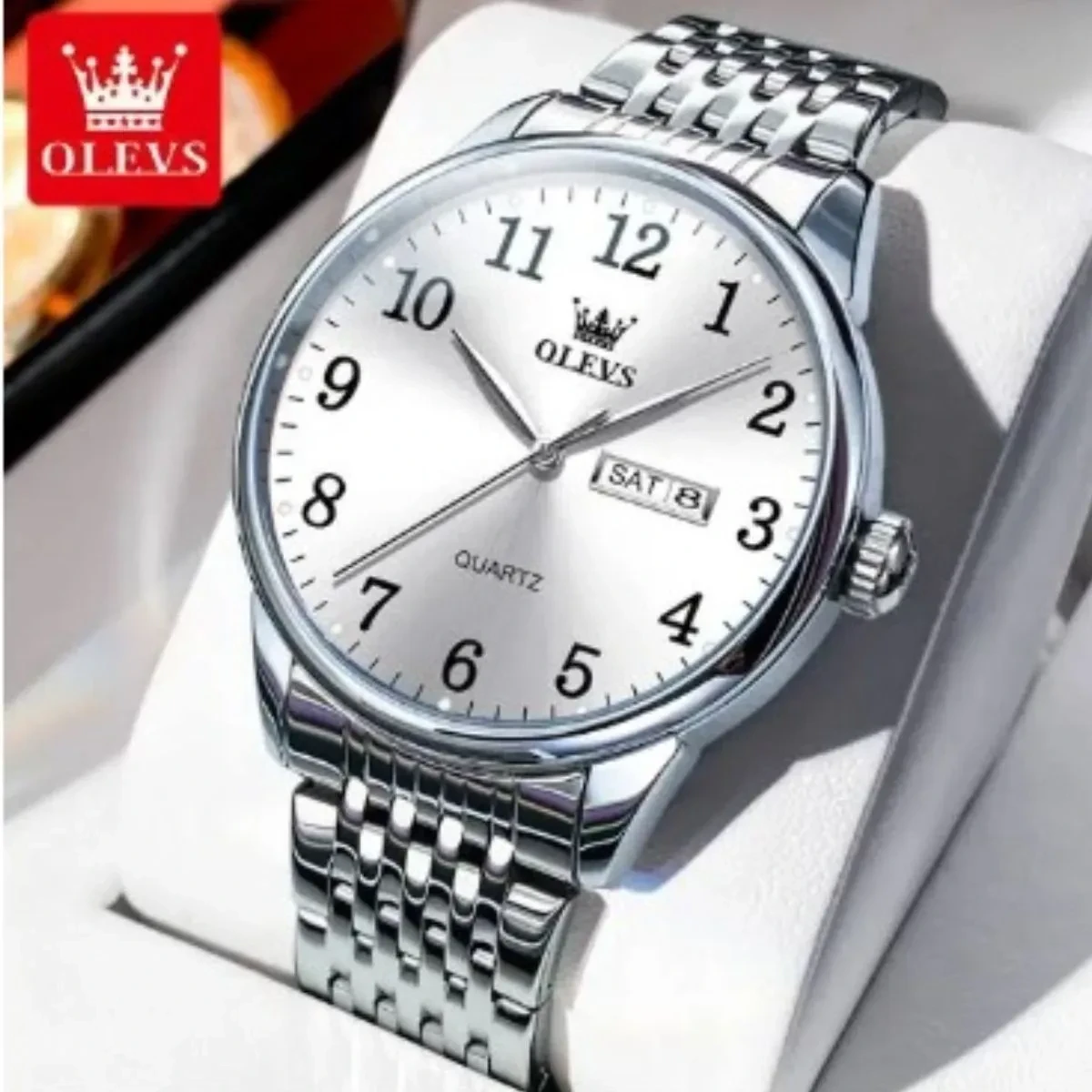Olevs Watch Model 5535 Full Silver Watch for man