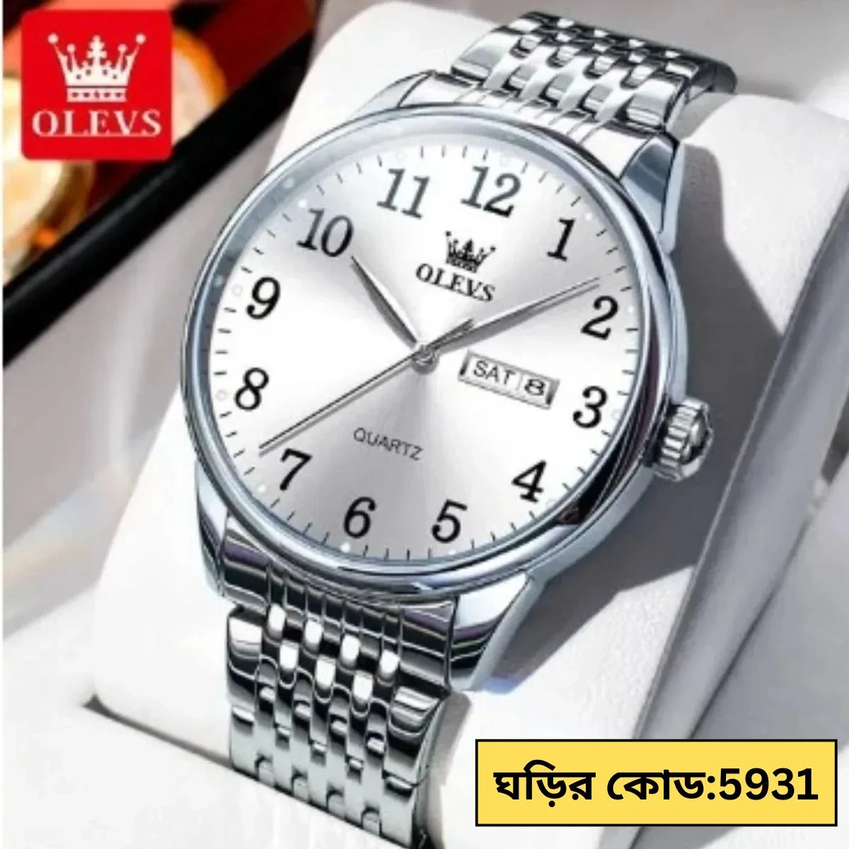 Olevs Watch Model 5535 Full Silver Watch for man