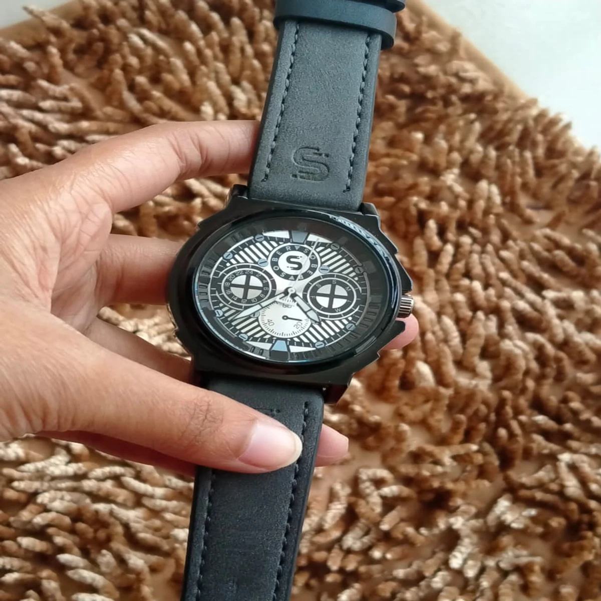 Sober Watch Model 990 Premium Watch  Belt Ash Dial White Colour Watch For Man