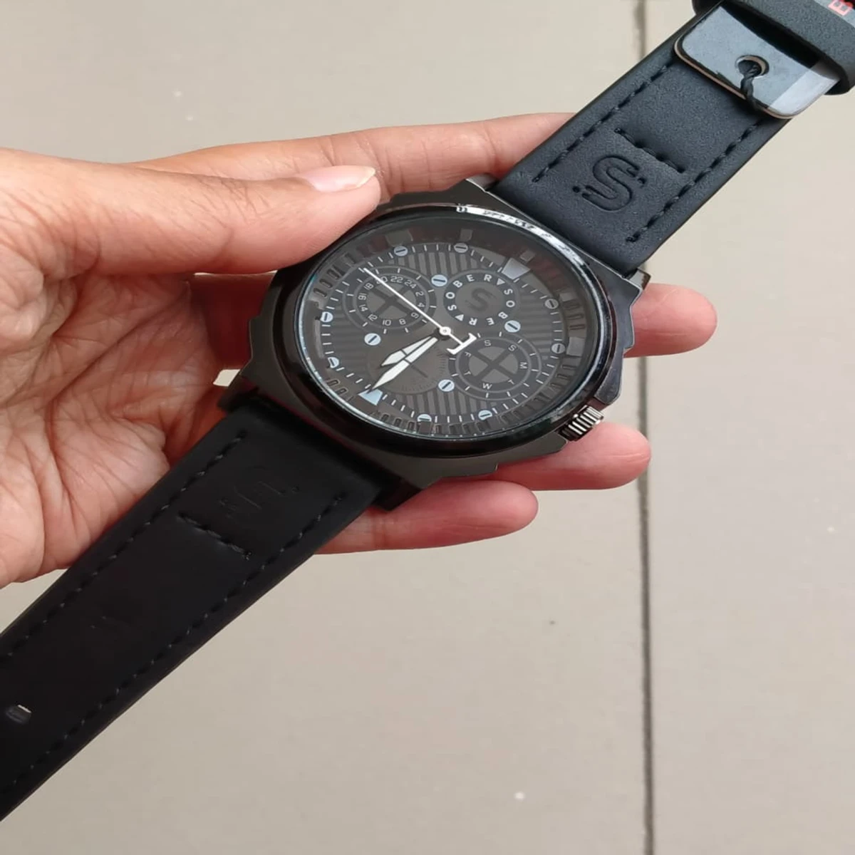 Sober Watch Model 990 Premium Watch Belt Black Dial Black Colour Watch For Man