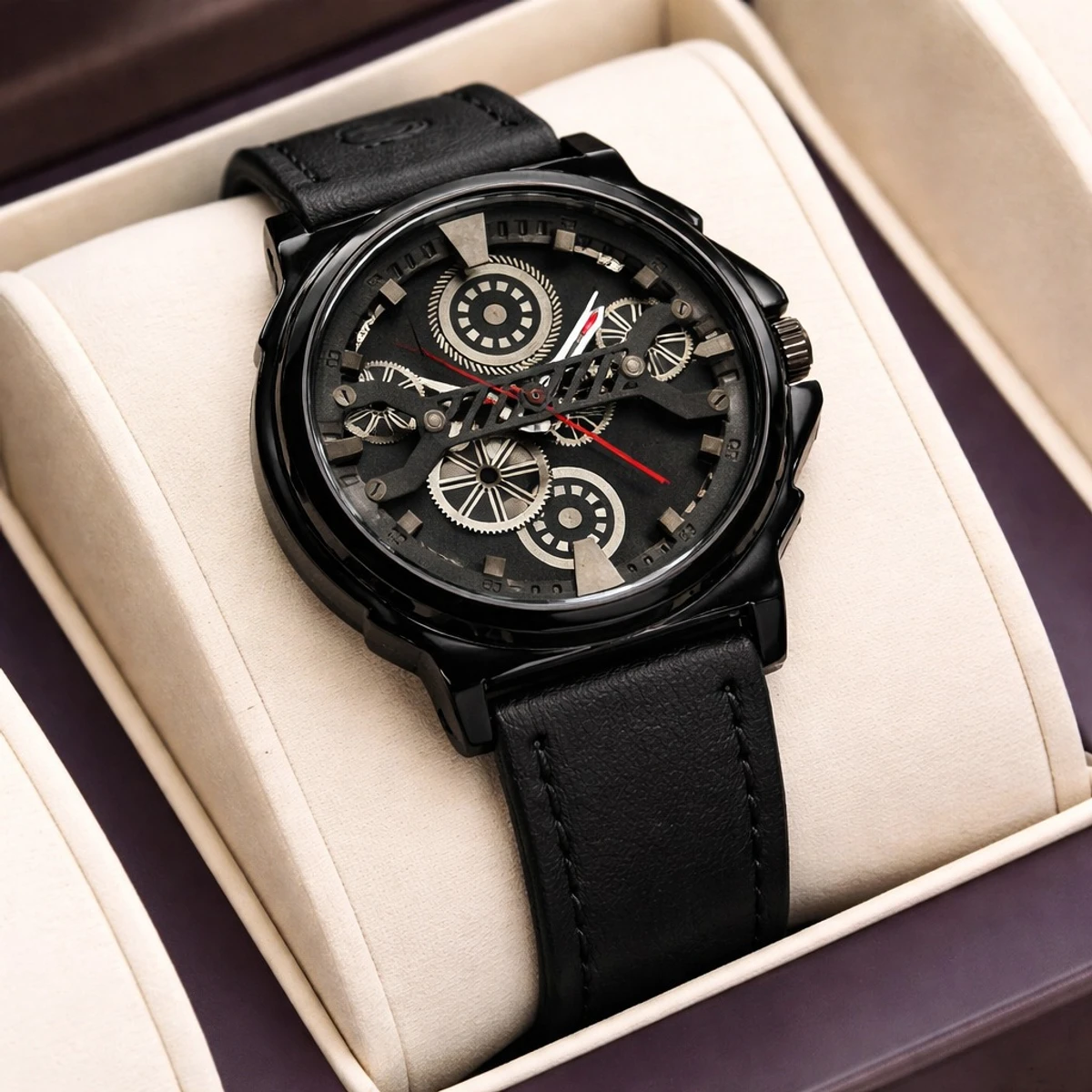 Sober Watch Model 980 Premium Watch Belt Ash Dial Black Colour Watch For Man