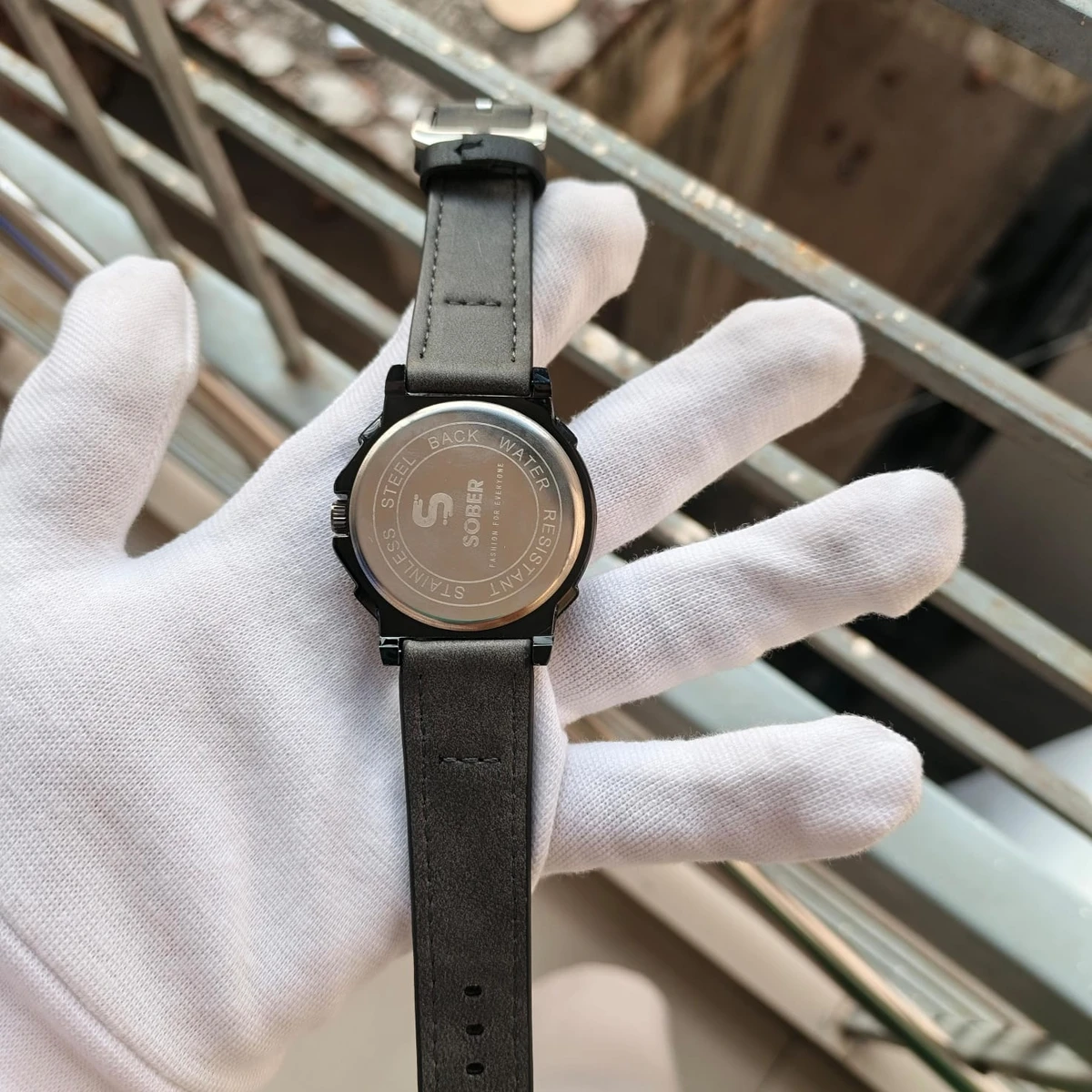 Sober Watch Model 980 Premium Watch Belt Ash Dial Black Colour Watch For Man