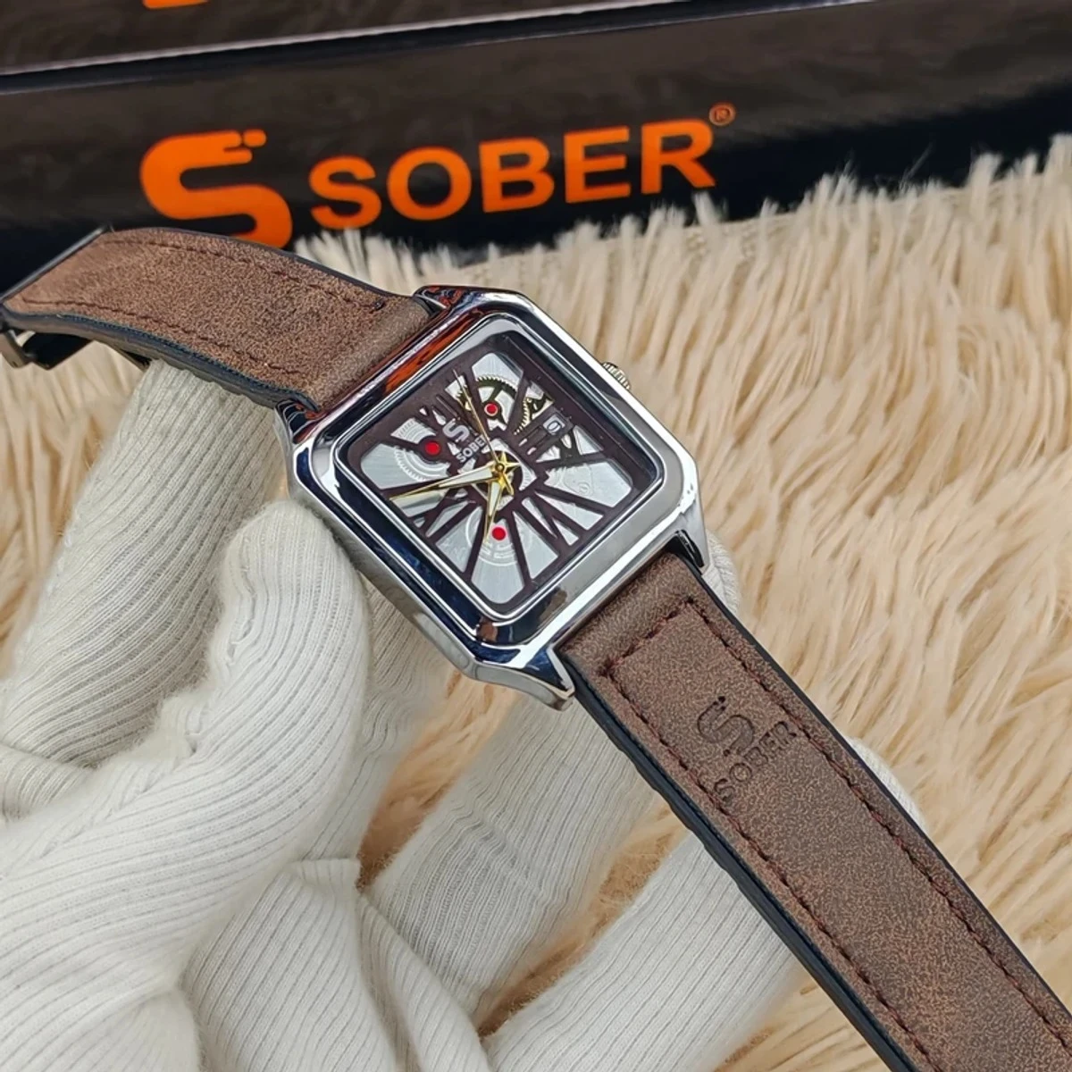 Sober Watch Model 970 Premium Watch Belt Coffee Dial White Or Coffee Colour Watch For Man