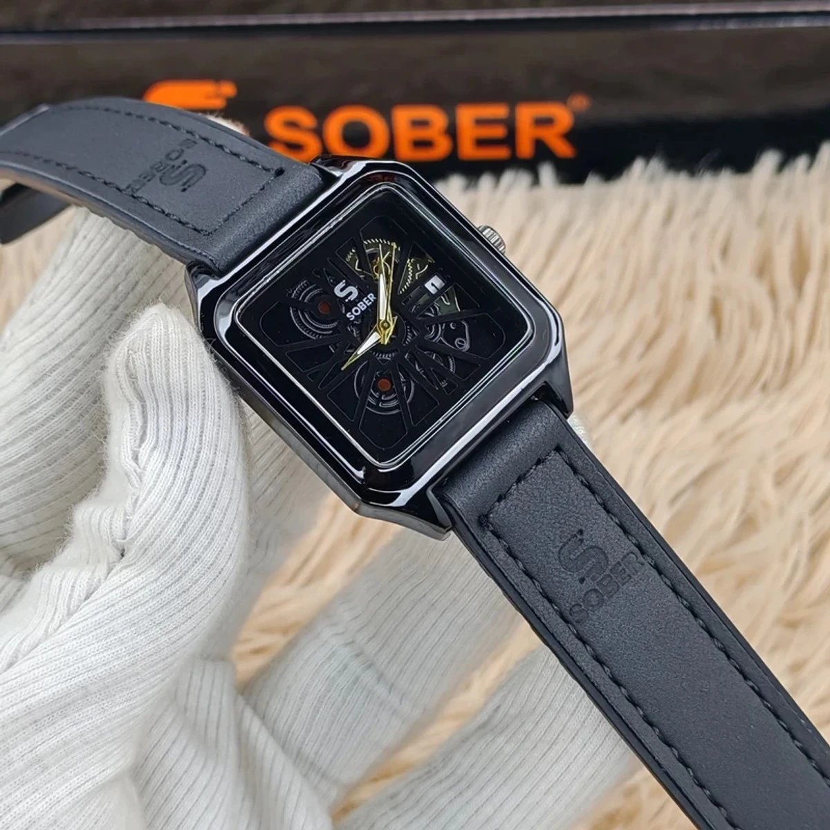 Sober Watch Model 970 Premium Watch Belt Black Dial Black  Colour Watch For Man