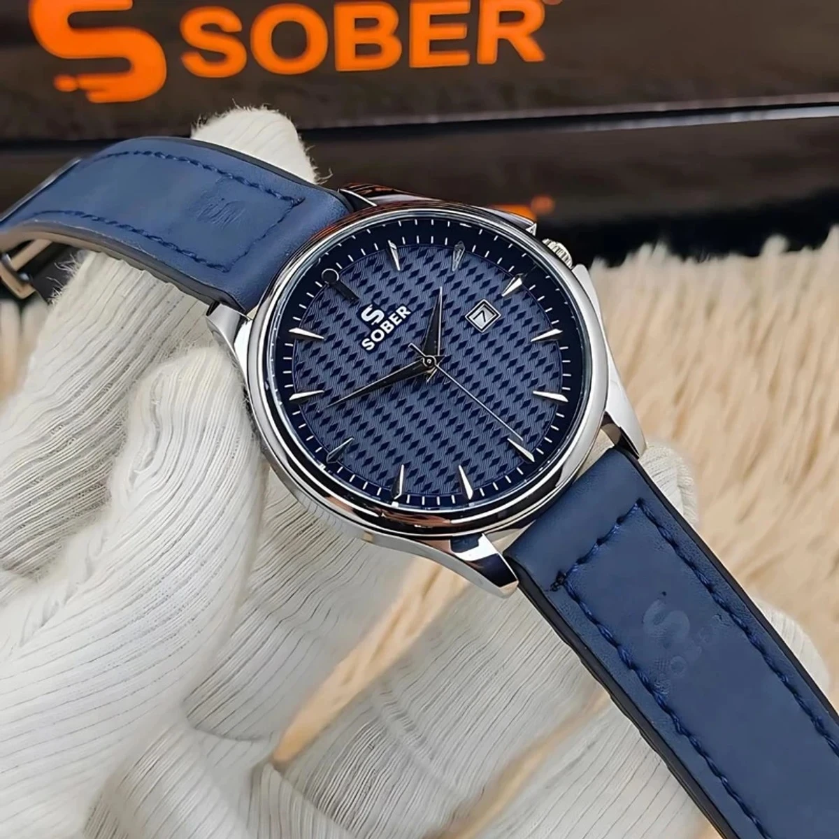 Sober Watch Model 960 Premium Watch Belt Blue Dial Blue Colour Watch For Man