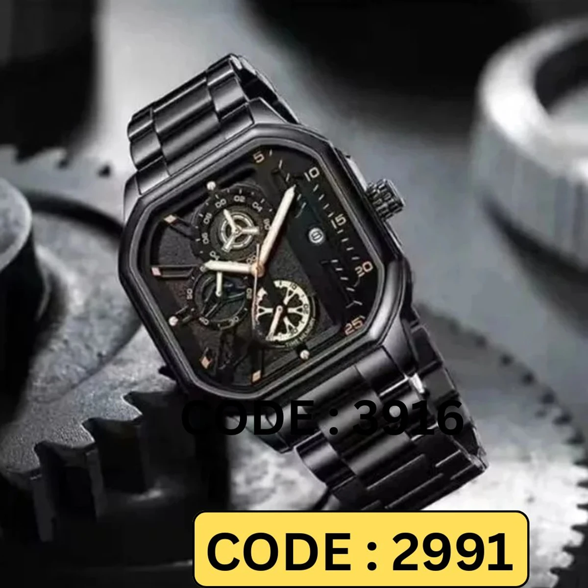 TRSOYE WATCH Stainless Steel Full Black Colour chain watch + এক পিস ব্যাটারি ফ্রি।