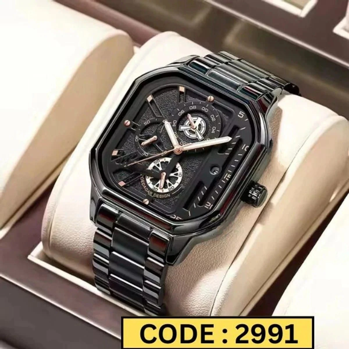 TRSOYE WATCH Stainless Steel Full Black Colour chain watch + এক পিস ব্যাটারি ফ্রি।