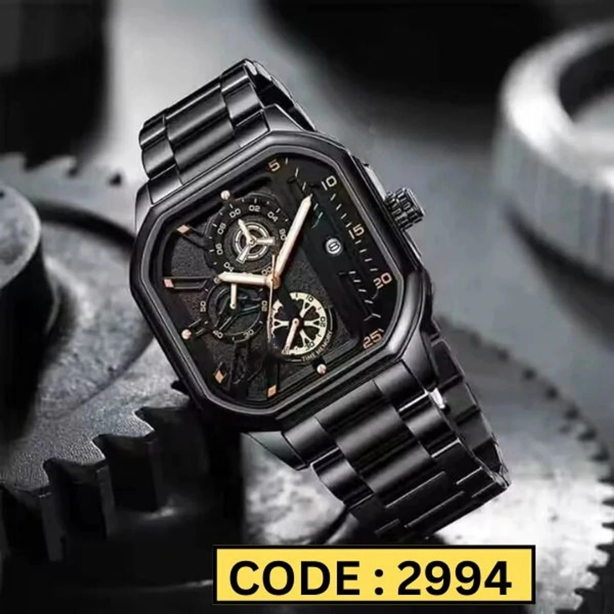 TRSOYE WATCH Stainless Steel Full Black Colour chain watch + এক পিস ব্যাটারি ফ্রি।