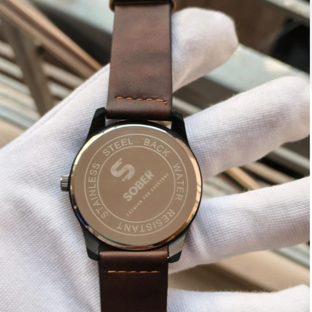 Sober Watch Model 995 Premium Watch Belt Coffee Dial Black Colour Watch For Man