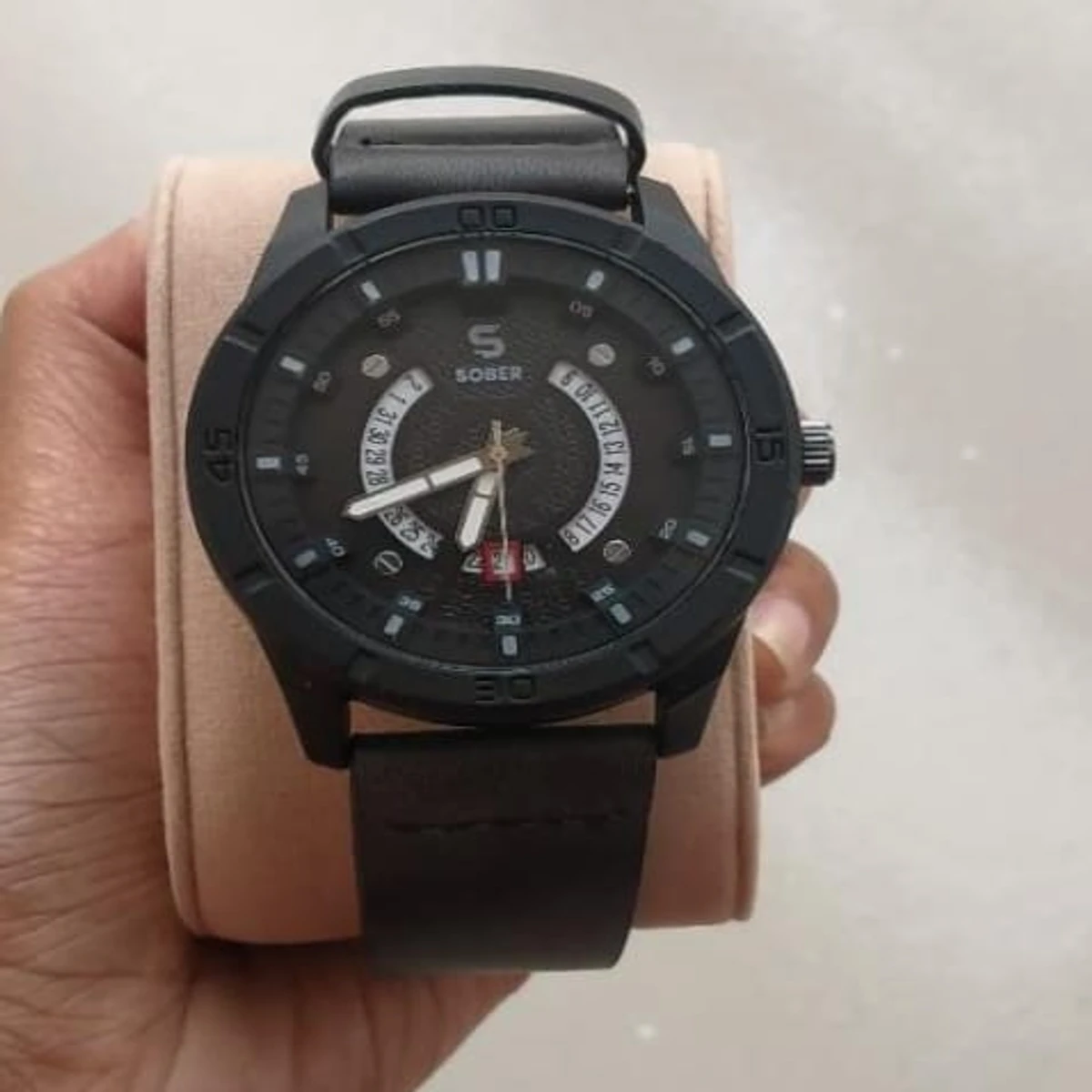 Sober Watch Model 995 Premium Watch Belt Ash Dial Black Colour Watch For Man