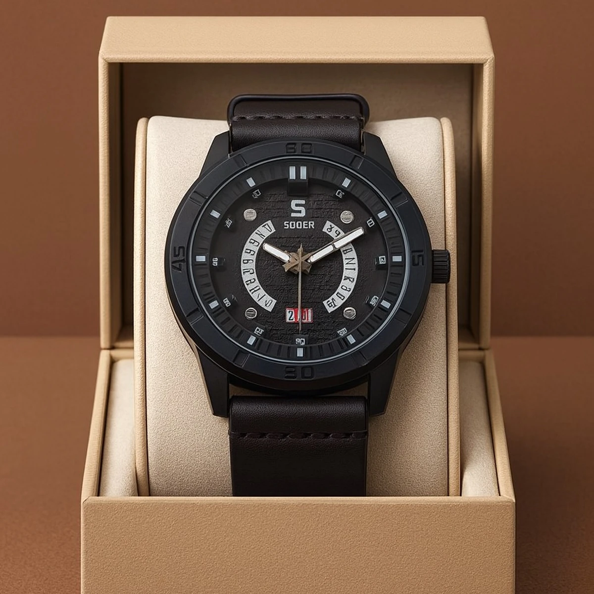 Sober Watch Model 995 Premium Watch Belt Ash Dial Black Colour Watch For Man