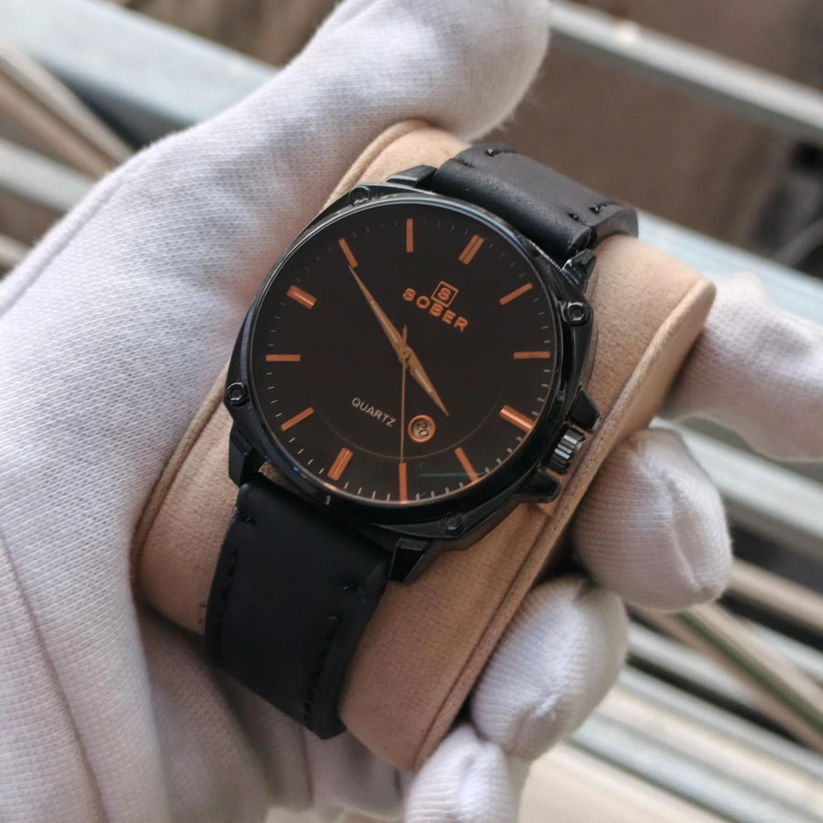 Sober Watch Model 985 Premium Watch Belt Black Dial Black Colour Watch For Man