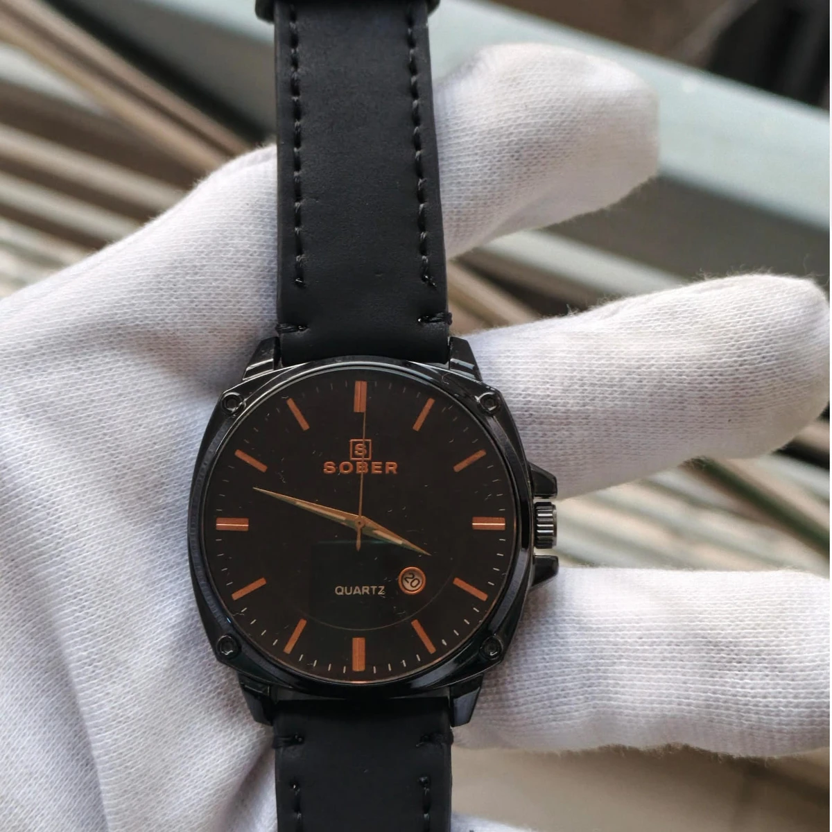 Sober Watch Model 985 Premium Watch Belt Black Dial Black Colour Watch For Man