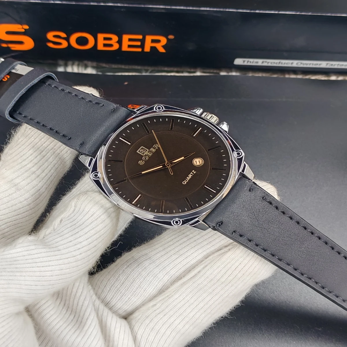 Sober Watch Model 985 Premium Watch Belt Black Round White  Dial Black Colour Watch For Man