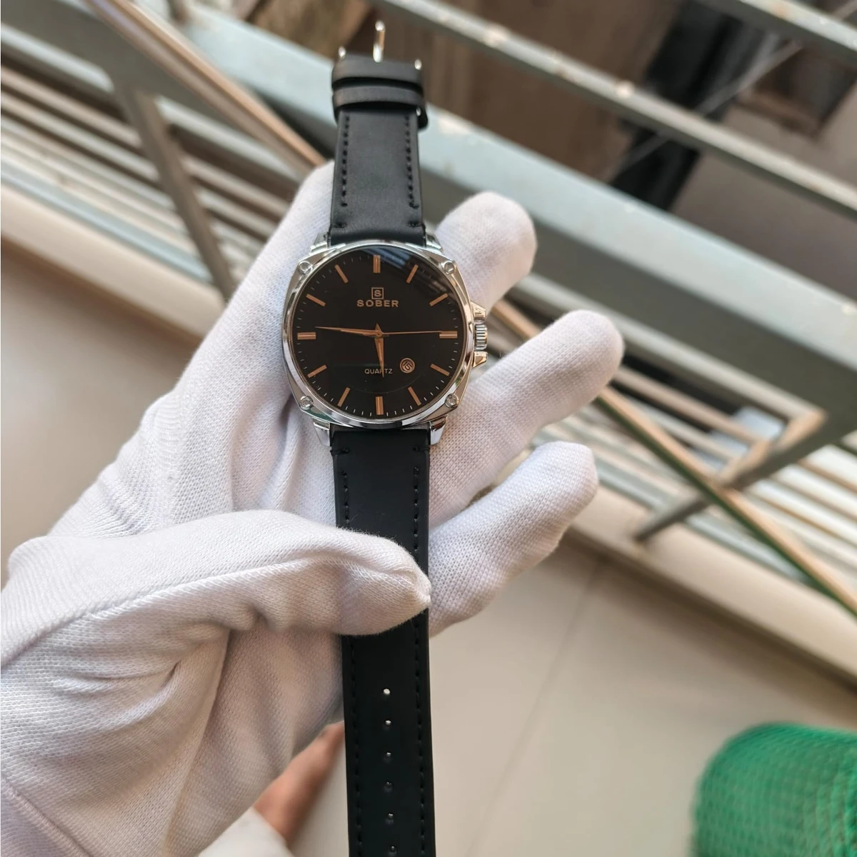 Sober Watch Model 985 Premium Watch Belt Black Round White  Dial Black Colour Watch For Man