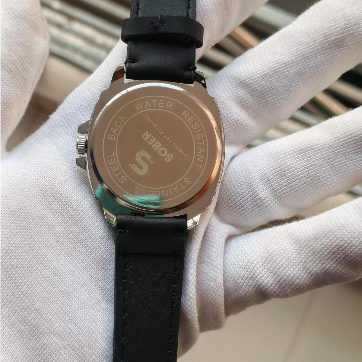 Sober Watch Model 985 Premium Watch Belt Black Round White  Dial Black Colour Watch For Man