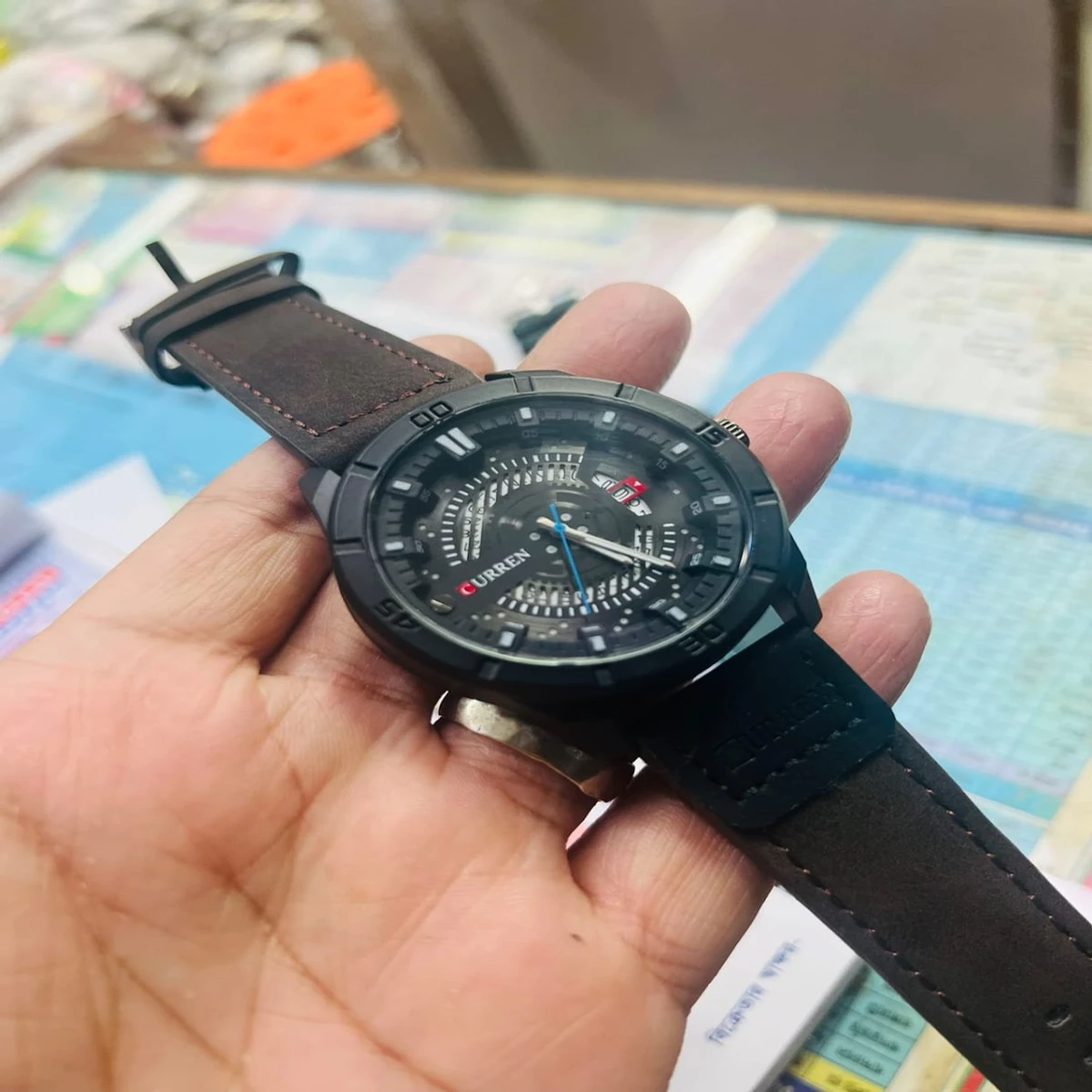 Curren Watch Model 8301 Belt Coffee Dial Black Colour Watch For Man
