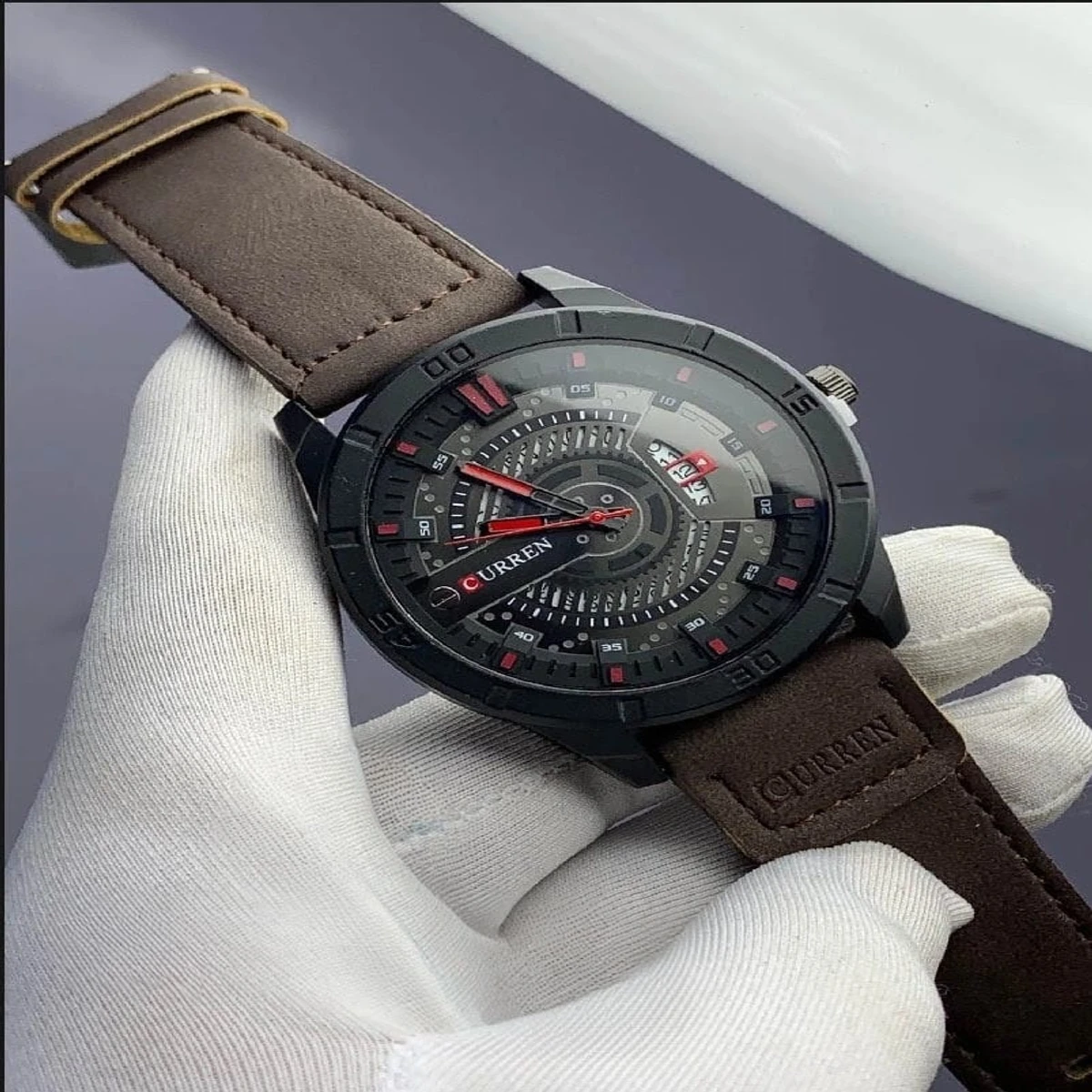 Curren Watch Model 8301 Belt Coffee Dial Black Colour Watch For Man