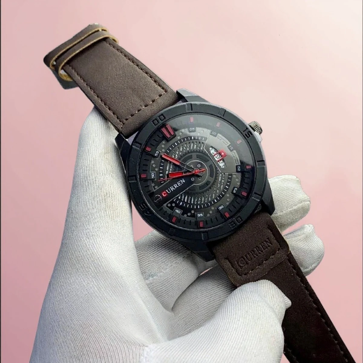 Curren Watch Model 8301 Belt Coffee Dial Black Colour Watch For Man