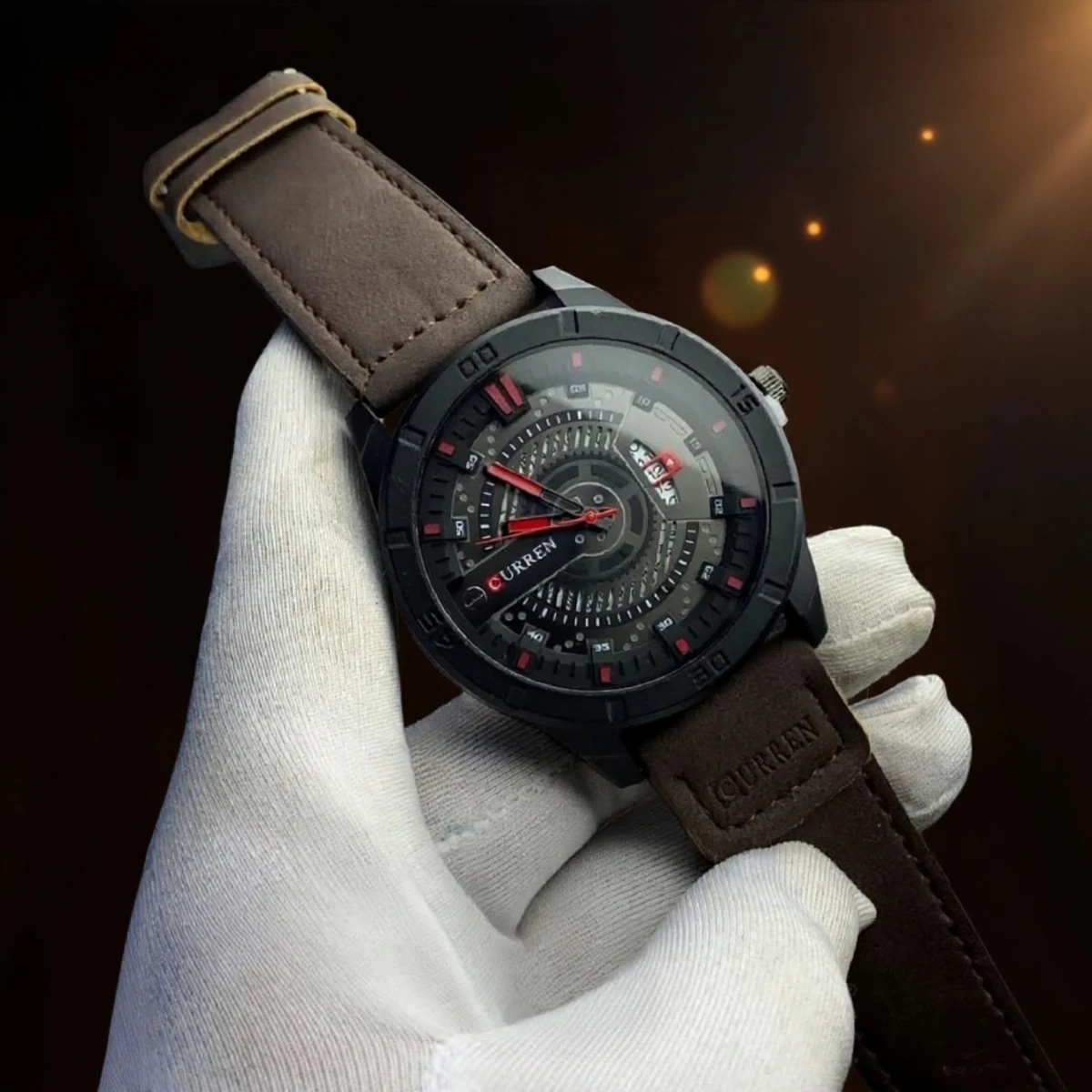 Curren Watch Model 8301 Belt Coffee Dial Black Colour Watch For Man