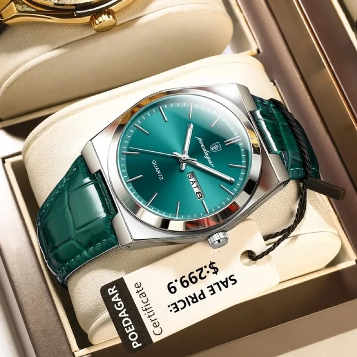 POEDAGAR WATCH MODEL 930 BELT GREEN DIAL O GREEN COLOUR WATCH FOR MAN