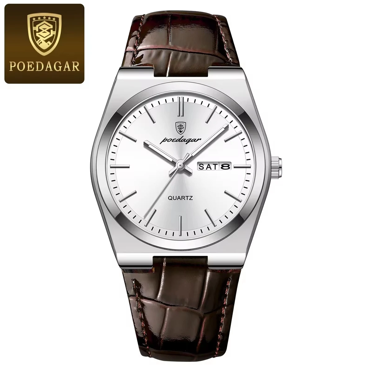 POEDAGAR WATCH MODEL 930 BELT BROWN DIAL  WHITE  COLOUR WATCH FOR MAN