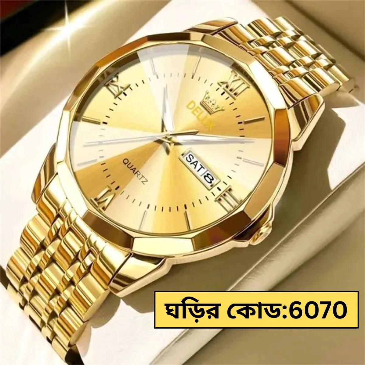 DELUX WATCH MODEL 2255 FULL GOLDEN COLOUR WATCH FOR MAN
