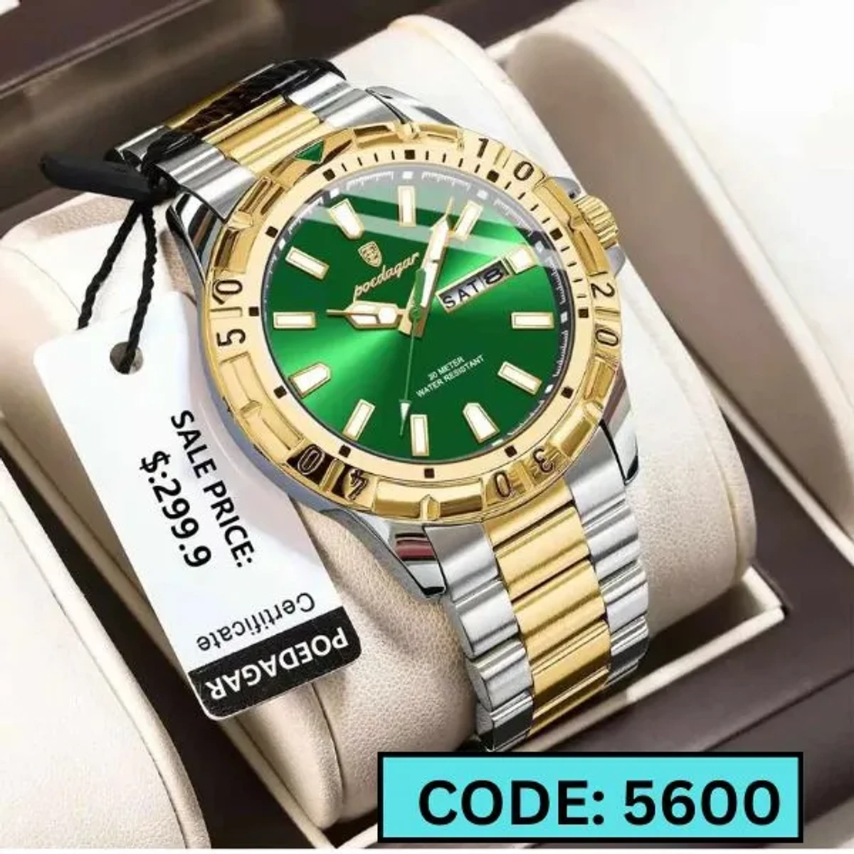 POEDAGAR WATCH MODEL 959 TOTON AR DIAL GREEN COLOUR WATCH FOR MAN CODE - 5600