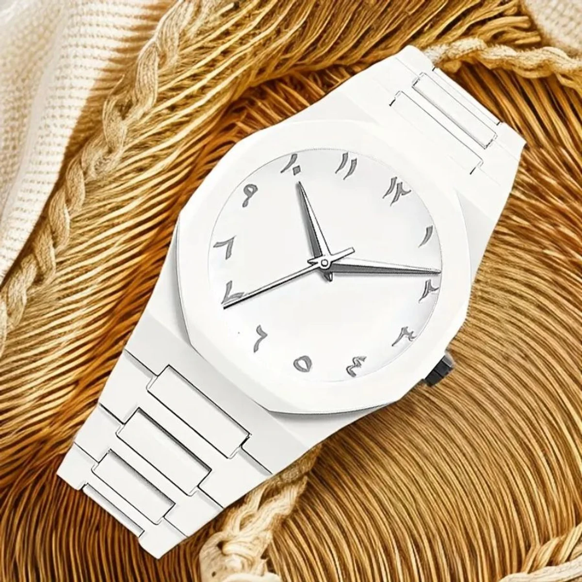 Arabic Plastic Carbon Fiber body Watch Full White  Colour Dial Arabic