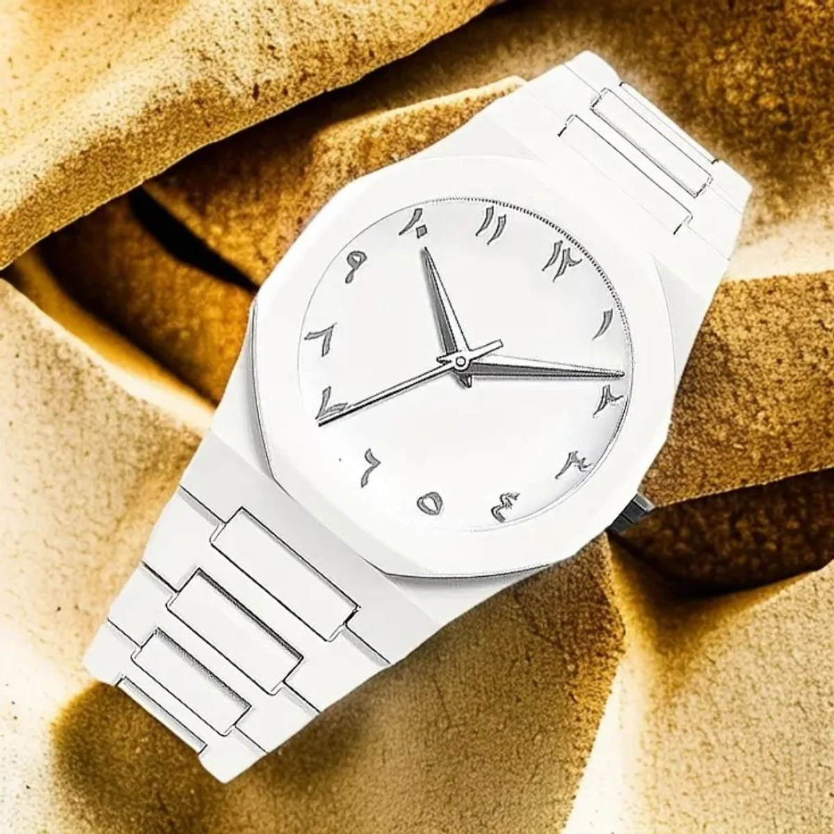 Arabic Plastic Carbon Fiber body Watch Full White  Colour Dial Arabic