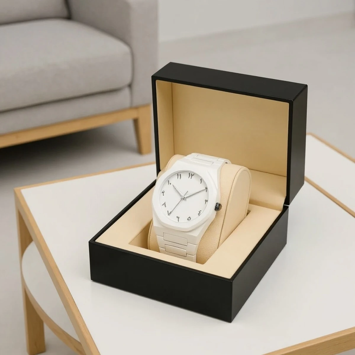 Arabic Plastic Carbon Fiber body Watch Full White  Colour Dial Arabic